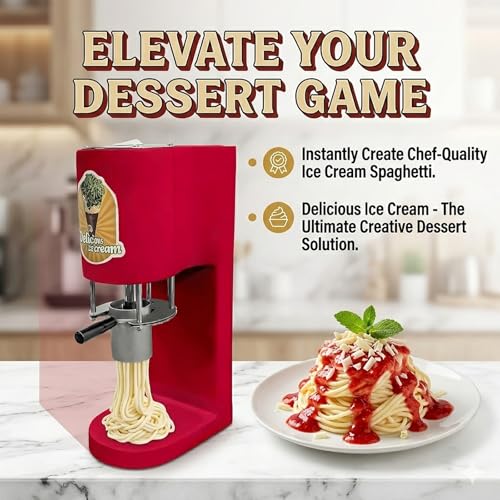 80W Commercial Spaghetti Ice Cream Maker with 4 Molds