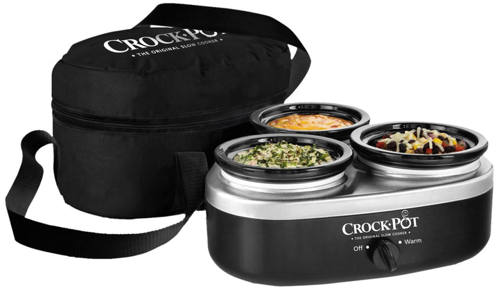 Crock-Pot 16 oz Little Triple Dipper Slow Cooker – Silver & Black