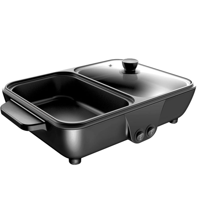 2-in-1 Electric Mini Hot Pot & Nonstick Indoor BBQ Grill