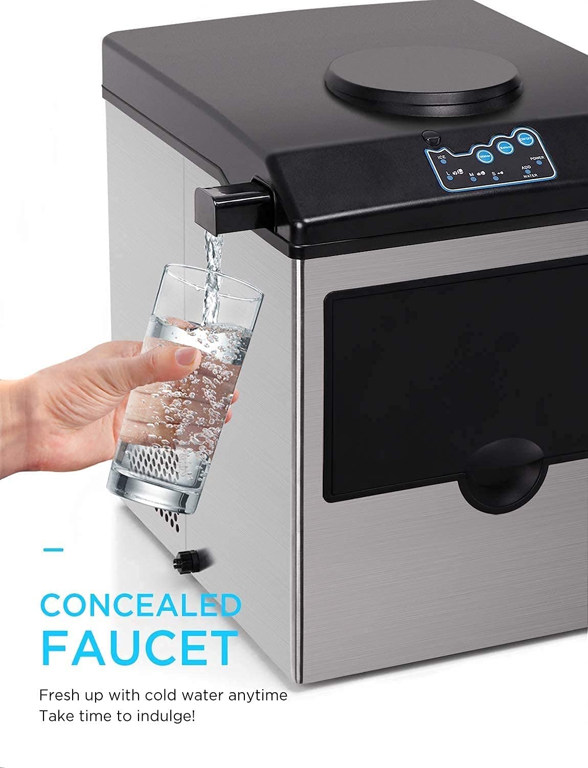 2-in-1 Stainless Steel Countertop Ice Maker & Water Dispenser