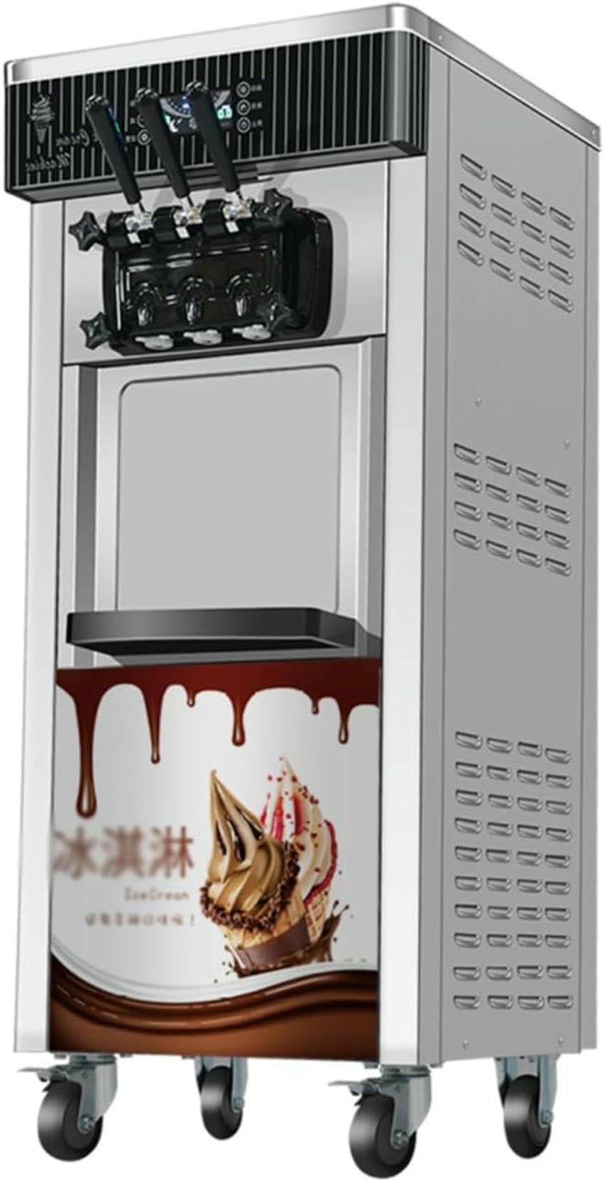 Commercial 3-Flavor Soft Serve Ice Cream Maker Machine