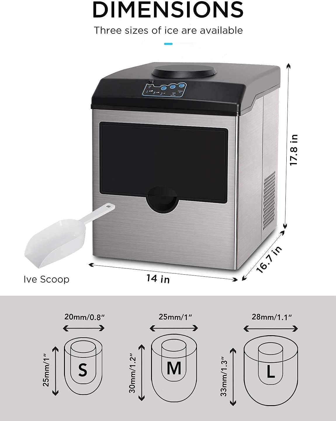 2-in-1 Stainless Steel Countertop Ice Maker & Water Dispenser
