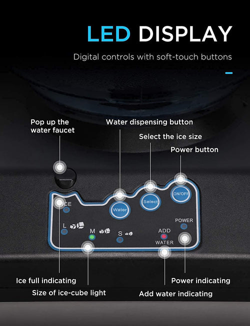 2-in-1 Stainless Steel Countertop Ice Maker & Water Dispenser
