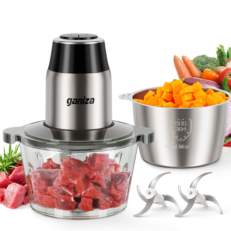 Ganiza 450W Electric Food Processor & Chopper with 2 Bowls