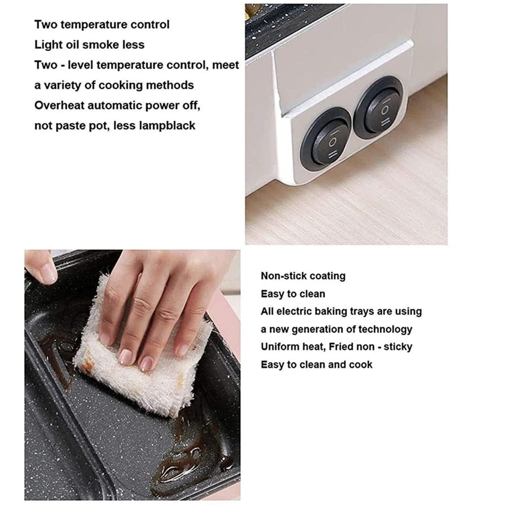 Electric Mini Grill with Hot Pot, 2-in-1 Non-Stick Indoor BBQ & Shabu Cooker, Ideal for Dorm Rooms & Small Kitchens (Black)