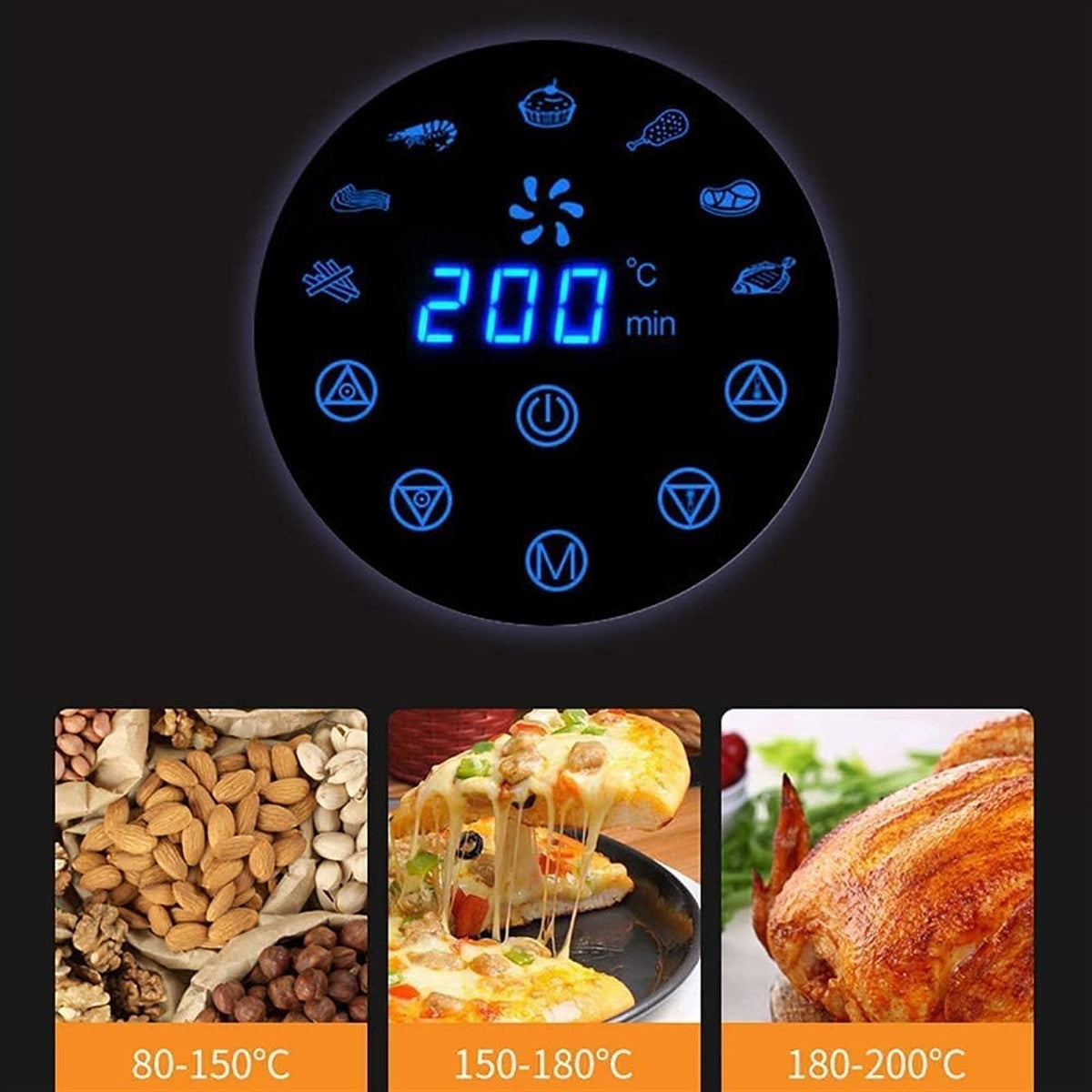 Air Fryer for Home Use 8L Fryer Oven Cooker with 7 Preset Menus,LED Digital Touchscreen, Timer and Temperature Control for Healthy Oil Free&Low Fat Cooking Aesthetic and Practical