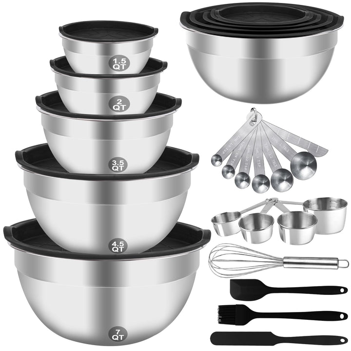 WEPSEN Electric Hand Mixer Set with Stainless Steel Bowls