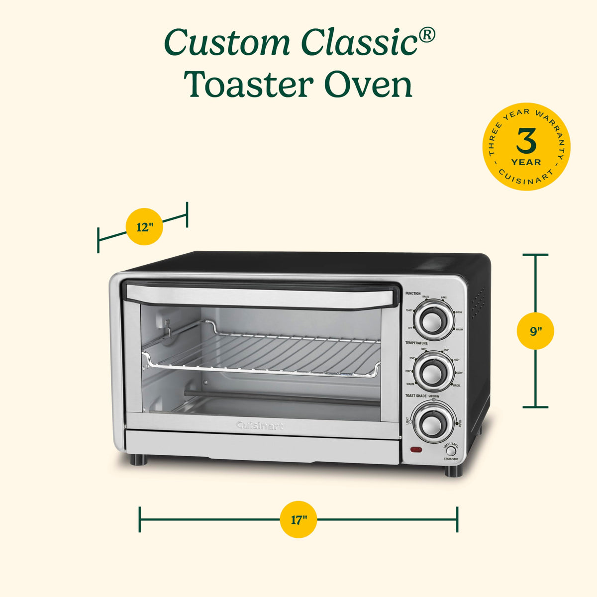 Cuisinart TOB-40N Custom Classic Toaster Oven Broiler,Black, 17 Inch