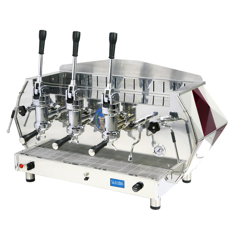 La Pavoni Diamante 3-Group Lever Espresso Machine – Ruby Red