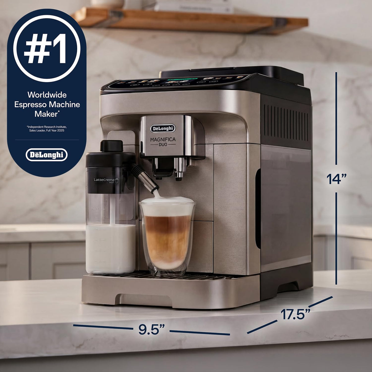 De'Longhi Magnifica Evo Automatic Espresso Machine, Milk Frother