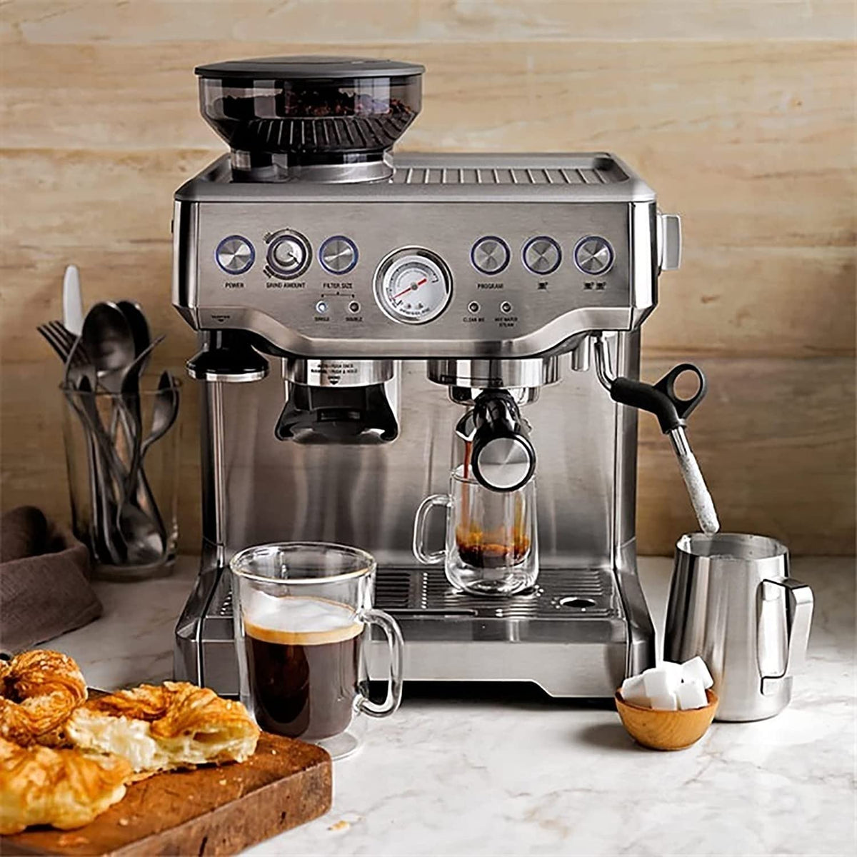 PZHANGZVH Espresso Machine Coffee Maker 15 Bar Semi-automatic Espresso Machine Milk Froth Grinding Machine for Home Removable Parts for Easy Cleaning