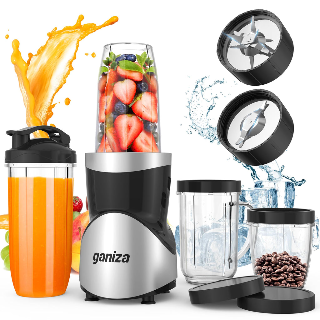 Ganiza Smoothie Blender, 900W Blenders for Shakes and Smoothies, GB10 Smoothies Maker with 4 BPA-Free Portable Cup, Nutritious Recipe