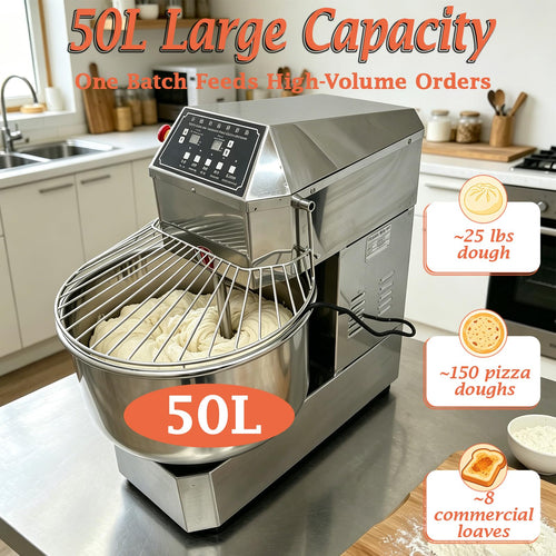 Banfluxion 50L Commercial Dual-Speed Spiral Dough Mixer